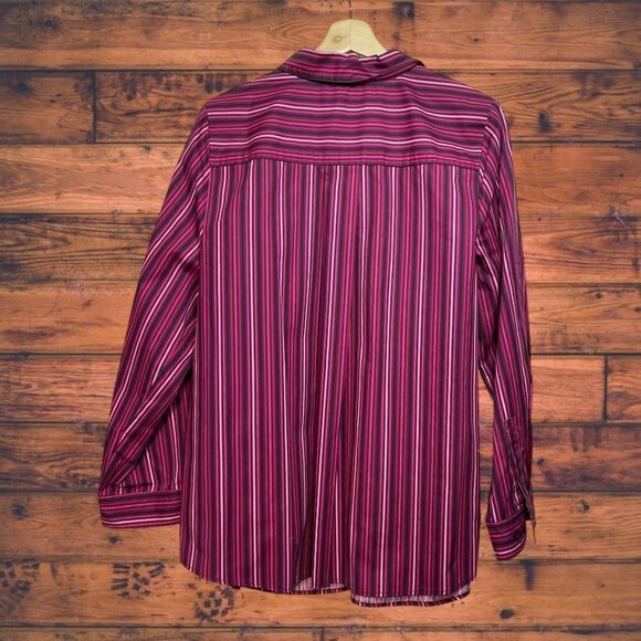 5 for $25🔥Roaman's Pink Striped Long Sleeve Button Front Shirt Size 18W - Picture 2 of 5